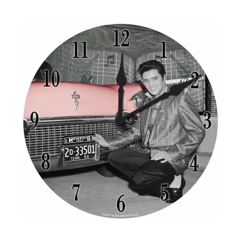 Elvis Presley Wall Clock E8777 pink Cadillac